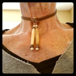 Bone and Copper Choker with Extension Chain